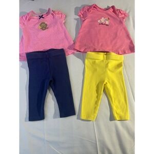 Child of Mine Carter's Baby Girl Outfit 2pc Monkey Bee Tops Leggings 0-3 Months